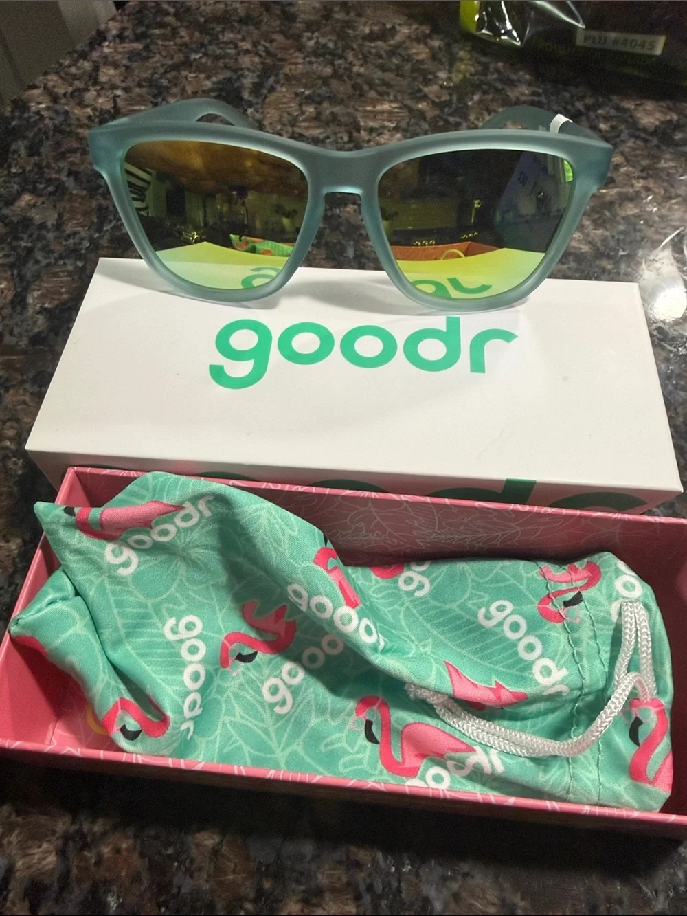 Goodr Unisex Polarized Sunglasses - Seafoam Green Frame with Gold Mirrors